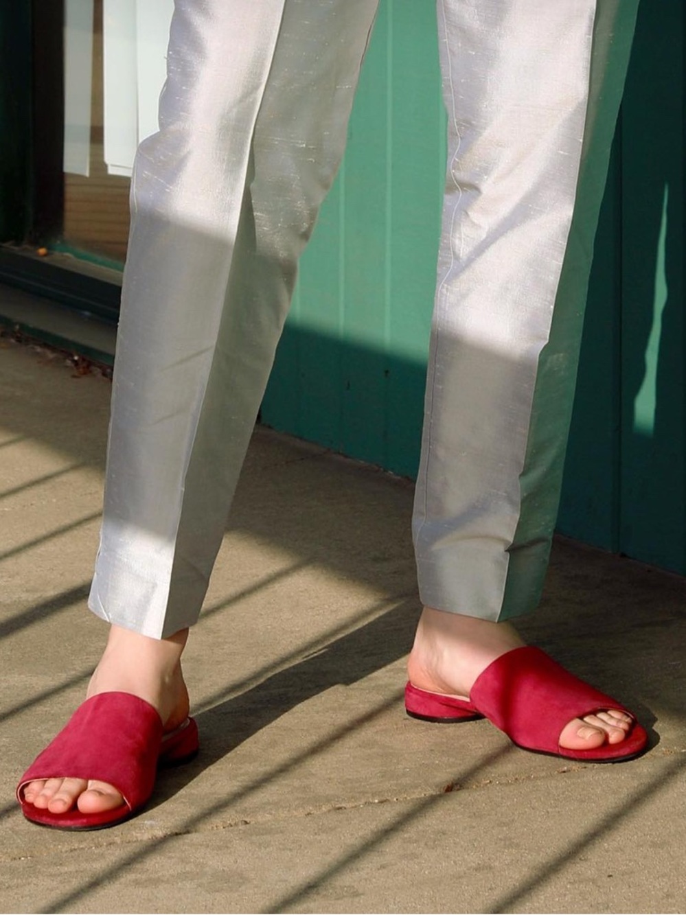 ECCO Suede Open-Toe Slide Sandals